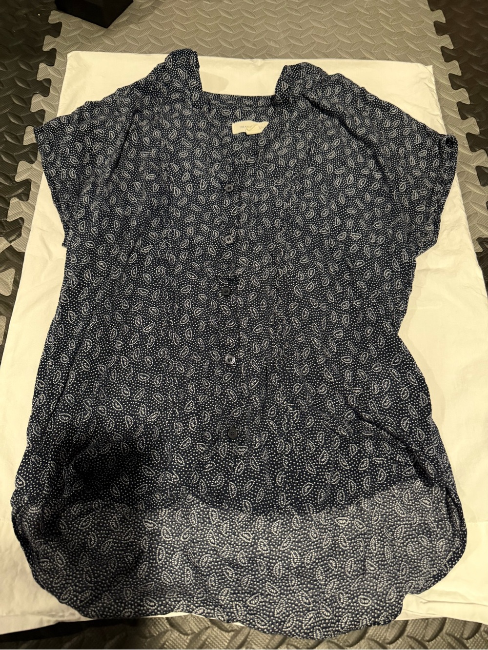 Treasure & Bond Navy Blue Paisley Button-Down Top